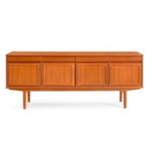 MID-CENTURY MODERN TEAK SIDEBOARD, Norway, c. 1965, teak, teak veneer, plywood, unmarked, four s...