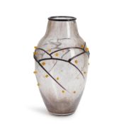 DAUM GLASS VASE WITH APPLIED BERRIES, Nancy, France, c. 1925, wheel-engraved mark 'Daum Nancy' a...