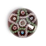 BACCARAT PATTERNED MILLEFIORI GLASS PAPERWEIGHT, France, several silhouette canes, ht. 2, dia. 2...