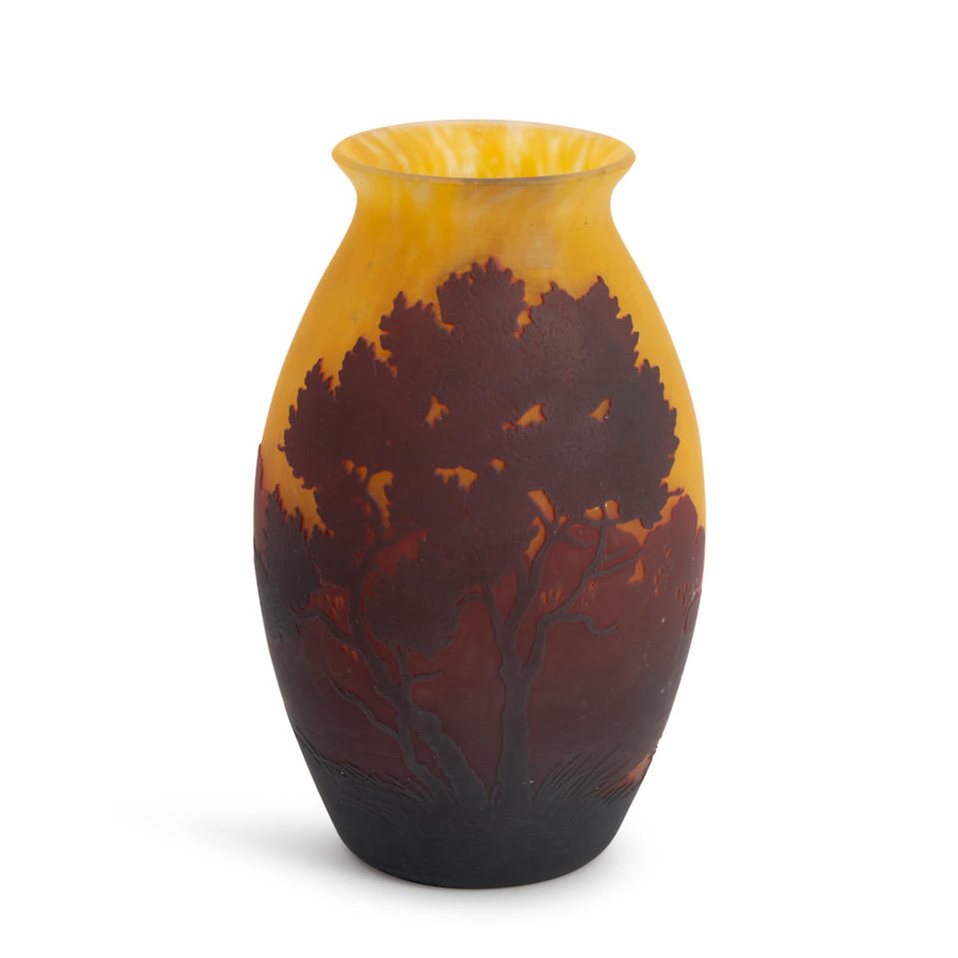 MULLER FRERES CAMEO GLASS LANDSCAPE VASE, Luneville, France, c. 1920, cameo mark 'Muller Fres Lu...