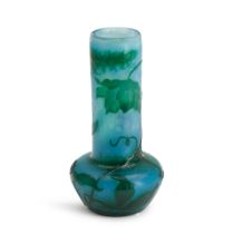 DAUM MARTELE GLASS VASE WITH CLEMATIS FLOWERS, Nancy, France, early 20th century, incised and gi...