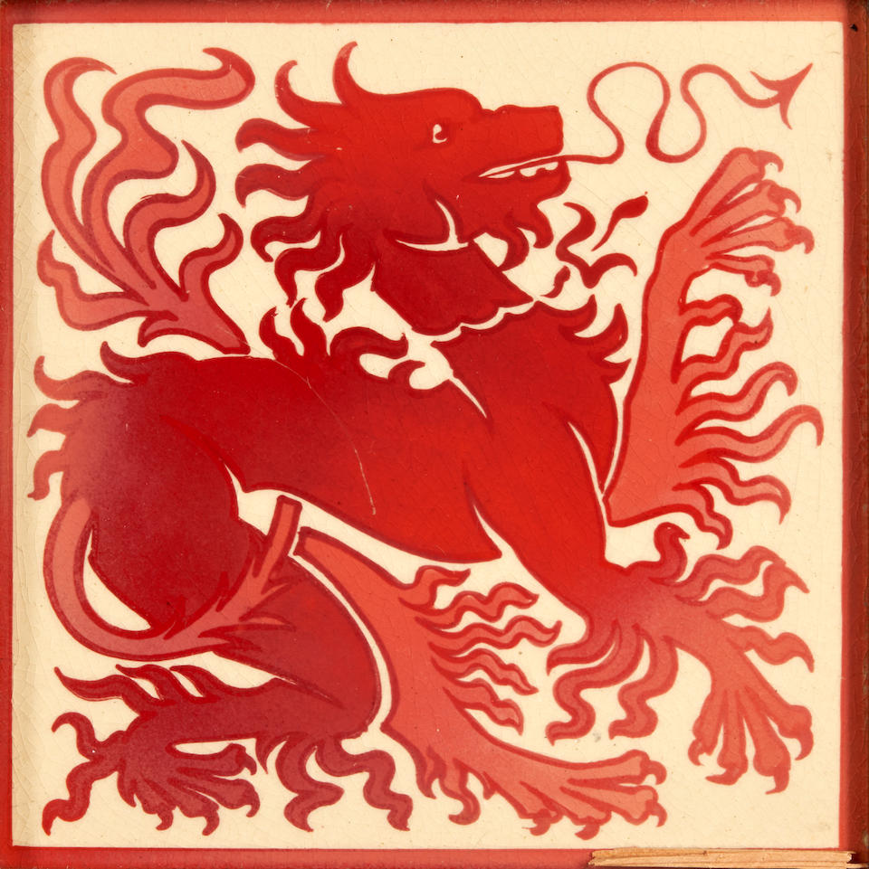 TWO CRAVEN DUNNILL RED LUSTRE TIES DEPICTING DRAGONS ATTRIBUTED TO LEWIS FOREMAN DAY,, England, ... - Image 3 of 4