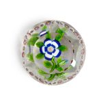 BACCARAT FACETED GARLANDED BLUE AND WHITE BUTTERCUP GLASS PAPERWEIGHT, France, ht. 1 1/2, dia. 2...