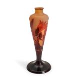 GALLE CAMEO GLASS LAMP BASE WITH MAGNOLIA DECODRATON, Nancy, France, c. 1910, cameo mark 'Galle,...