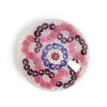CLICHY PATTERNED MILLEFIORI GLASS PAPERWEIGHT, France, ht. 1 3/4, dia. 3 in.