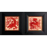 TWO CRAVEN DUNNILL RED LUSTRE TIES DEPICTING DRAGONS ATTRIBUTED TO LEWIS FOREMAN DAY,, England, ...