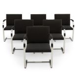 SIX LUDWIG MIES VAN DER ROHE (1886-1069) FOR KNOLL INTERNATIONAL BRNO CHAIRS, United States, des...