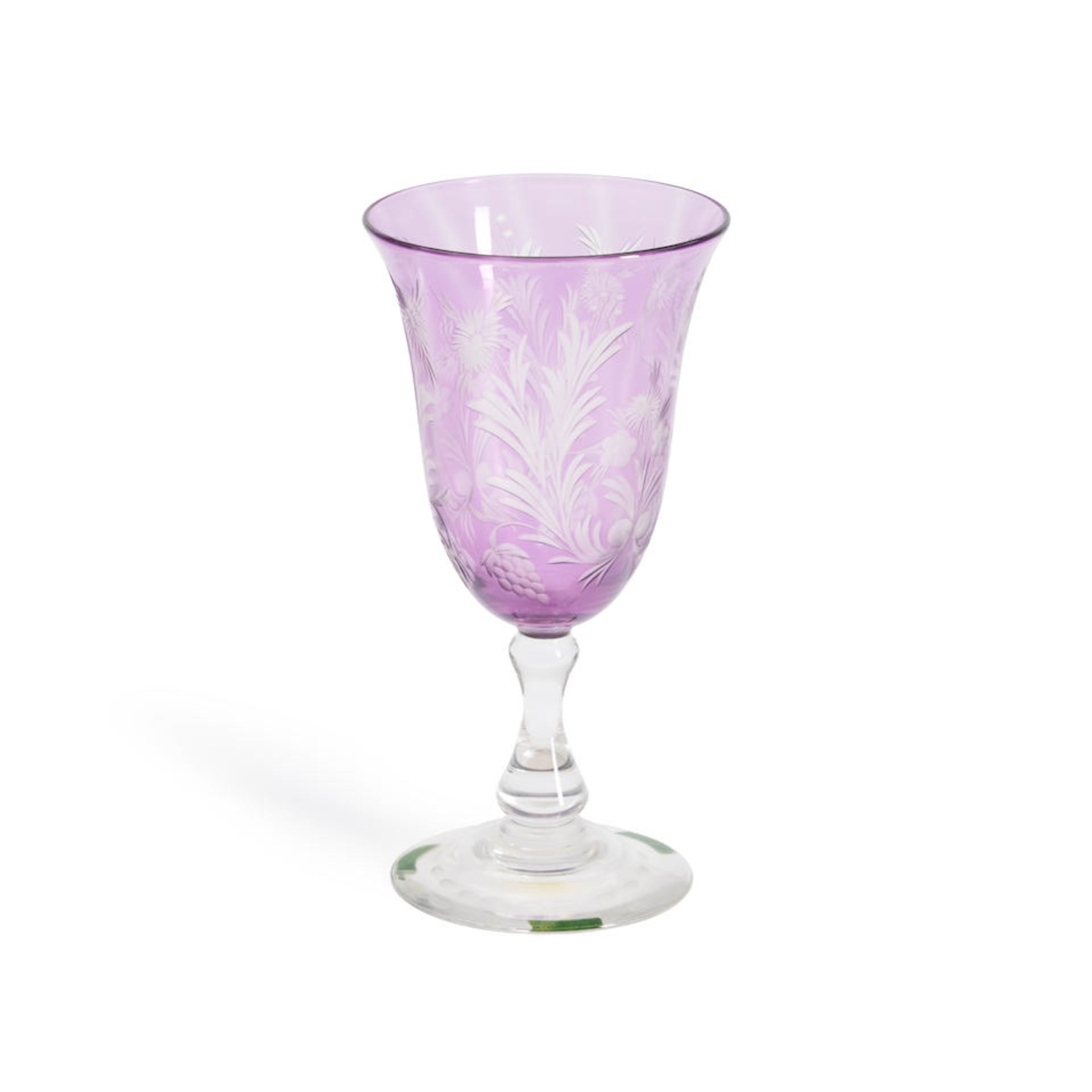 STEUBEN 'HUDSON' PATTERN ENGRAVED GLASS GOBLET, Corning, New York, early 20th century, unmarked,...