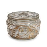 DAUM ACID-ETCHED AND PATINATED COVERED GLASS BOX, Nancy, France, c. 1930, incised gilt mark 'Dau...