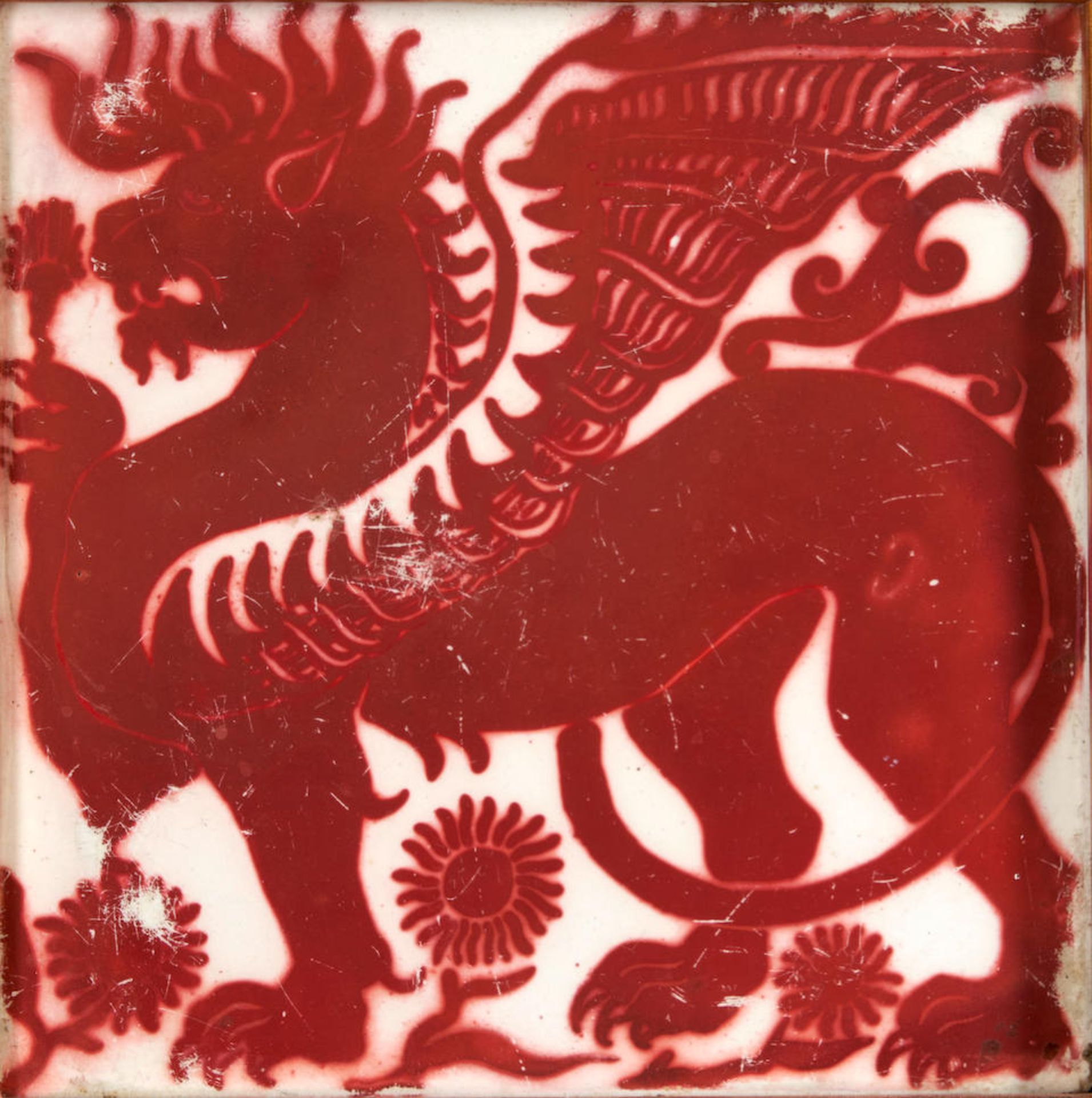 TWO CRAVEN DUNNILL RED LUSTRE TIES DEPICTING DRAGONS ATTRIBUTED TO LEWIS FOREMAN DAY,, England, ... - Image 4 of 4