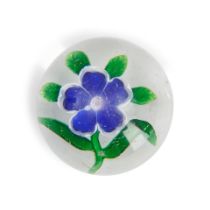 FRENCH DOGROSE GLASS PAPERWEIGHT, ht. 1 3/4, dia. 2 3/4 in.