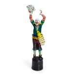 PINO SIGNORETTO (1944-2017) MURANO GLASS CLOWN, Italy, early 21st century, holding four removabl...