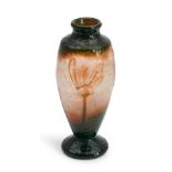 DAUM MARTELE AND CAMEO GLASS VASE WITH CROCUSES, Nancy, France, c. 1900, incised and gilt mark '...
