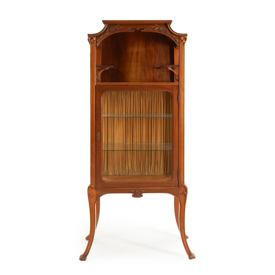 ART NOUVEAU MAHOGANY AND GLAZED ETAGERE, probably France, early 20th century, open shelf with fa... - Image 3 of 3