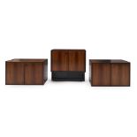 THREE MID-CENTURY MODERN CABINETS, probably Denmark, c. 1970, rosewood veneer, unmarked, two han...