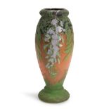 DAUM VITRIFIED CAMEO GLASS VASE WITH WISTERIA, Nancy, France, c. 1900, incised mark 'Daum Nancy ...