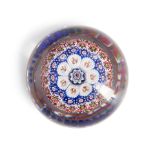 BACCARAT CLOSE-PACKED MILLEFIORI MUSHROOM GLASS PAPERWEIGHT, France, ht. 2, dia. 2 3/4 in.