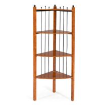 AUSTRIAN BIEDERMEIER-STYLE BURLED AND PAINTED WOOD CORNER ETAGERE, circa 1920, unmarked, ht. 58 ...