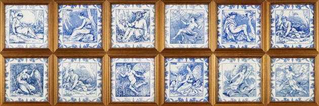 TWELVE JOSIAH WEDGWOOD AND SONS 'MIDSUMMER NIGHT'S DREAM' TILES, England, c. 1880, the tile with...
