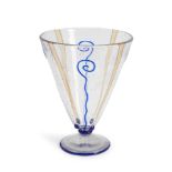 DAUM CONICAL GLASS VASE WITH INTERNAL AND APPLIED DECORATION, Nancy, France, c. 1925, wheel-engr...