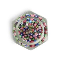 CLICHY FACETED MILLEFIORI MUSHROOM GLASS PAPERWEIGHT, France, late 19th century, ht. 1 3/4, dia....