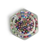 CLICHY FACETED MILLEFIORI MUSHROOM GLASS PAPERWEIGHT, France, late 19th century, ht. 1 3/4, dia....