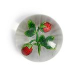 BACCARAT STRAWBERRIES GLASS PAPERWEIGHT, France, ht. 2 1/4, dia. 2 3/4 in.