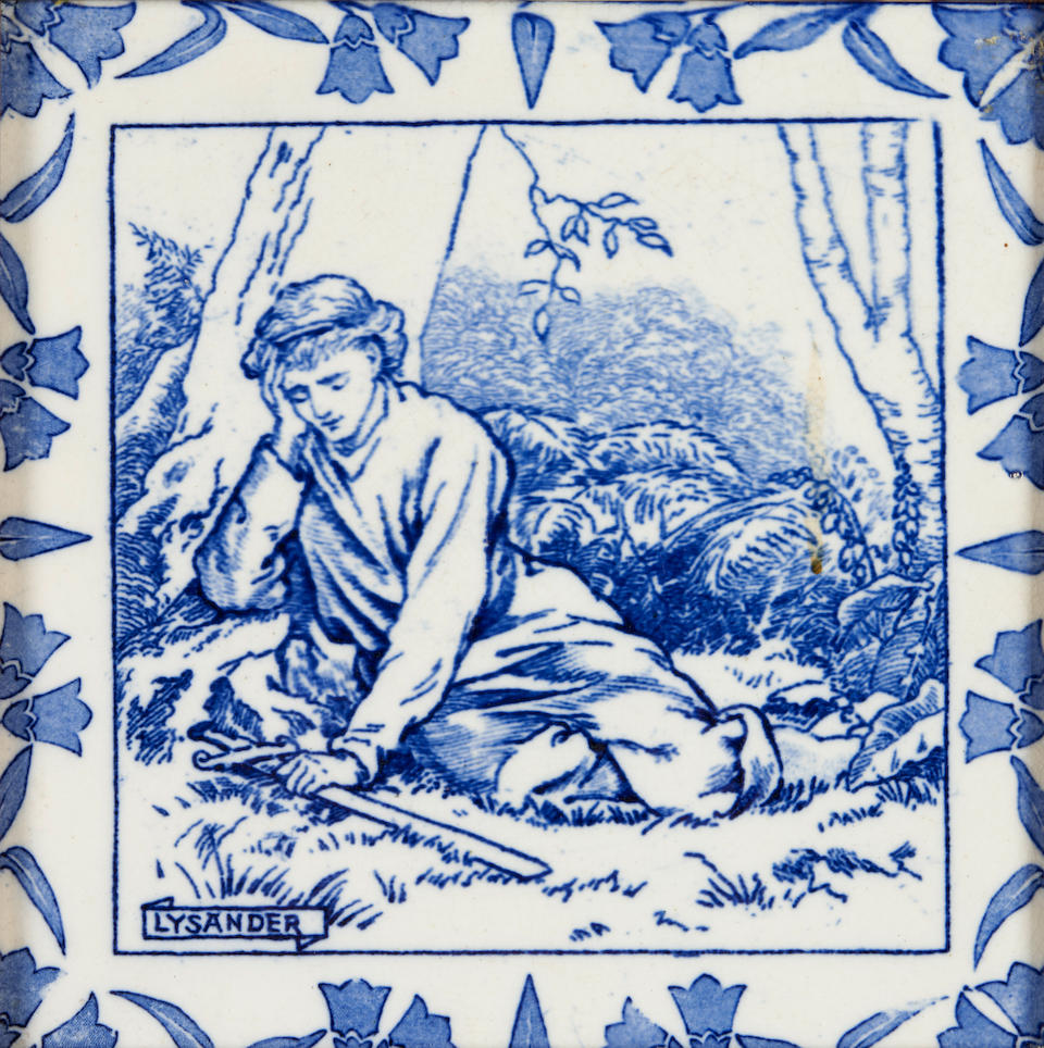 TWELVE JOSIAH WEDGWOOD AND SONS 'MIDSUMMER NIGHT'S DREAM' TILES, England, c. 1880, the tile with... - Image 13 of 14