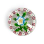 BACCARAT GARLANDED TURQUOISE BUTTERCUP GLASS PAPERWEIGHT, France, ht. 2, dia. 2 3/4 in.