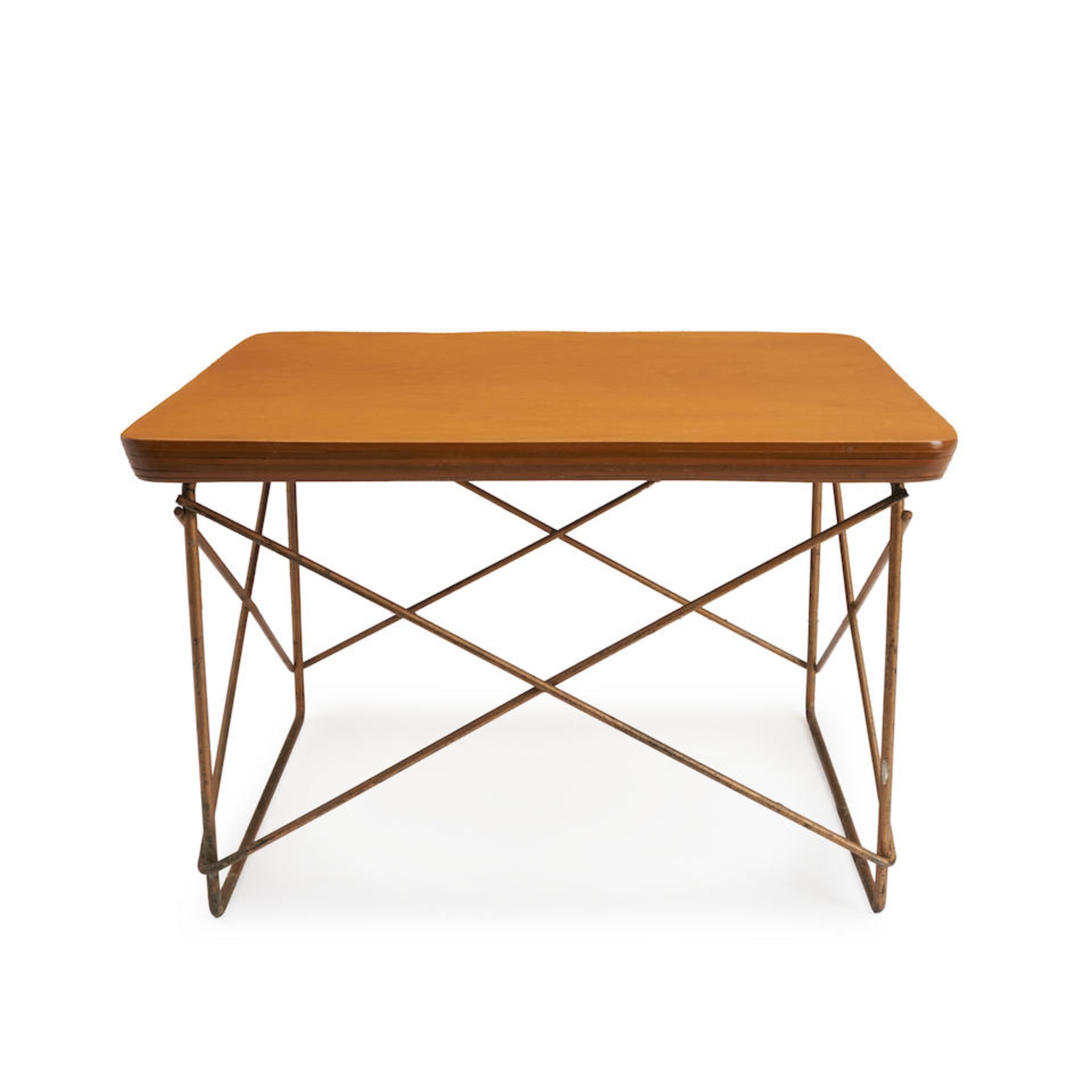 CHARLES AND RAY EAMES FOR HERMAN MILLER WIRE BASE LOW TABLE, early 1950s, birch laminate, metal,...