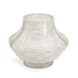 DAUM GLASS VASE WITH GOLD FOIL AND APPLIED DECORATON, Nancy, France, c. 1920, wheel-engraved mar...