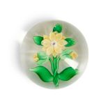 BACCARAT CLEMATIS AND BUDS GLASS PAPERWEIGHT, France, ht. 1 1/2, dia. 2 1/4 in.
