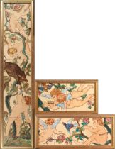 THREE MINTONS CHINA WORKS PUTTI TILE PANELS ATTRIBUTED TO WILLIAM STEPHEN COLEMAN, Stoke-on-Tren...