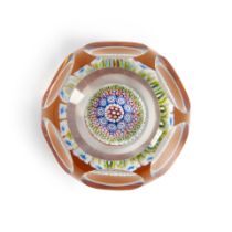 ST. LOUIS FACETED MILLEFIORI MUSHROOM GLASS PAPERWEIGHT, France, ht. 2, dia. 2 3/4 in.
