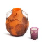 ANDRE DELATTE (1887-1953) CAMEO GLASS VASE AND CHARLES VESSIERE (1866-1941) CAMEO GLASS CORDIAL ...