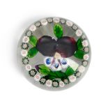 BACCARAT GARLANDED PANSY GLASS PAPERWEIGHT, France, ht. 2 1/4, dia. 3 in.
