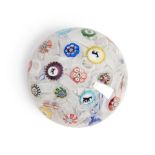 BACCARAT SPACED MILLEFIORI GLASS PAPERWEIGHT, France, dated 1848, several silhouette canes, ht. ...