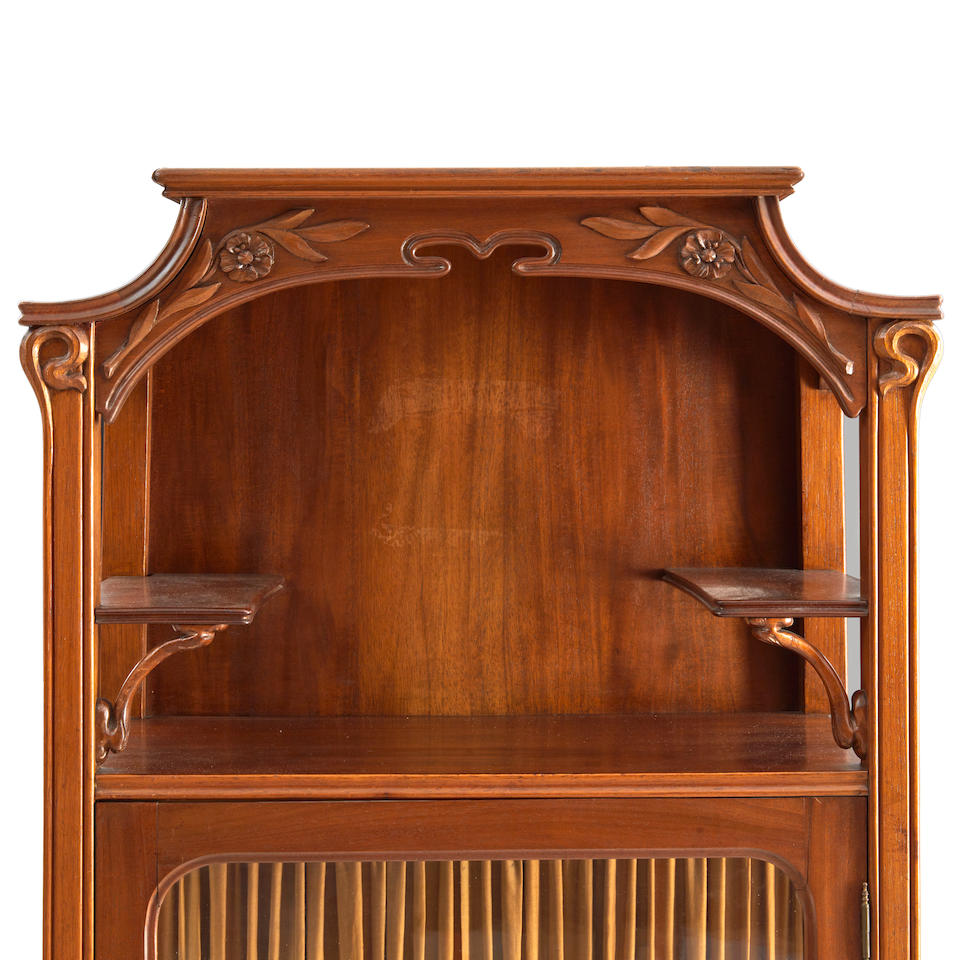 ART NOUVEAU MAHOGANY AND GLAZED ETAGERE, probably France, early 20th century, open shelf with fa... - Image 2 of 3