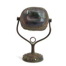 TIFFANY STUDIOS 'TURTLE-BACK' DESK LAMP, New York, New York, c. 1910, patinated bronze, Favrile ...