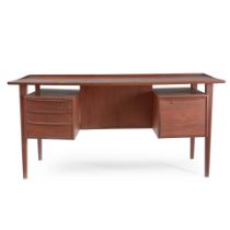 PETER LOVIG NIELSEN (1929-2007) TEAK DESK, Denmark, c. 1960, teak, teak veneer, one drawer marke...