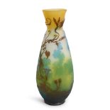 GALLE-STYLE CAMEO GLASS VASE, 20th century, spurious Galle signature, ht. 15 3/4 in.