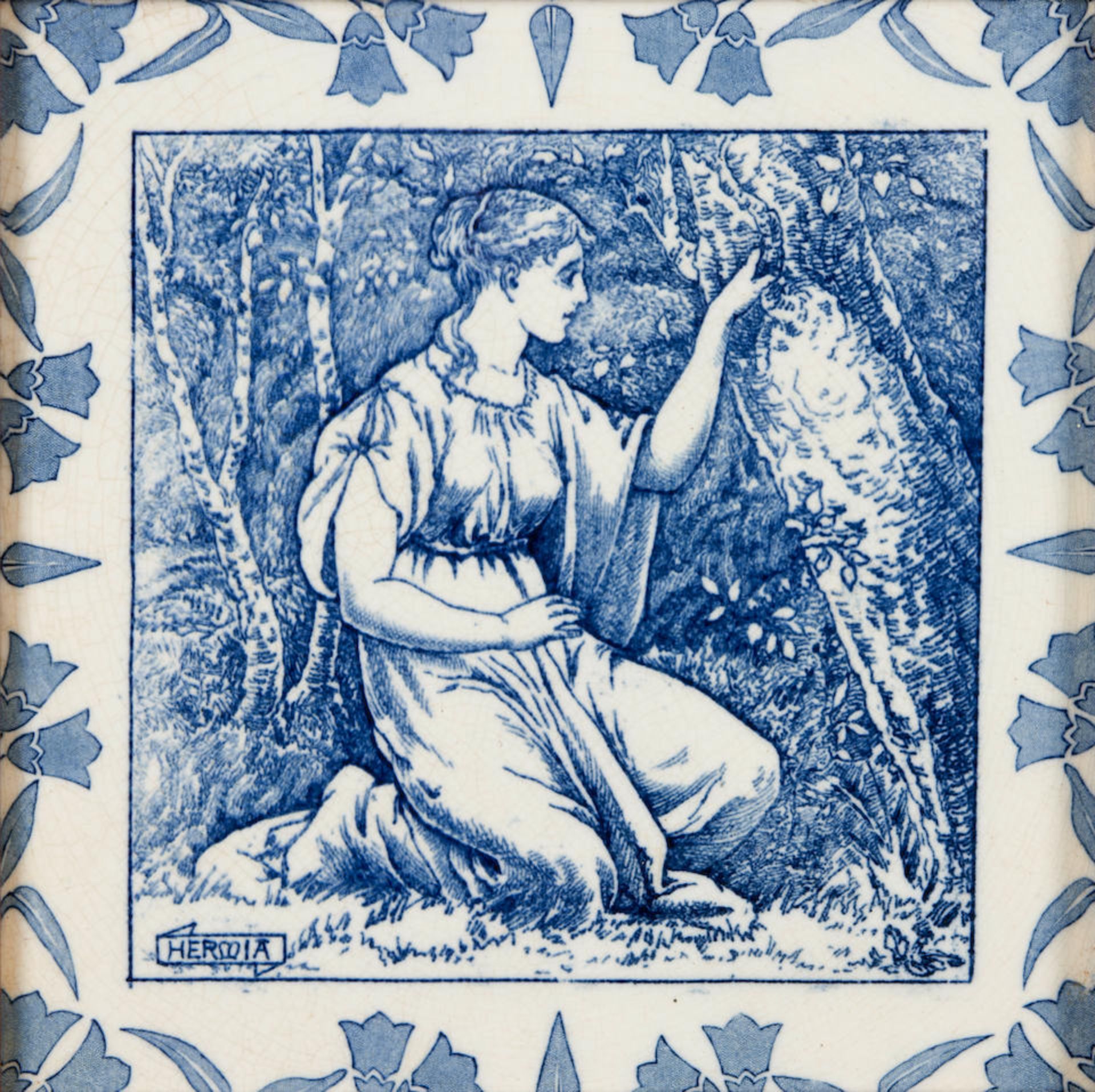 TWELVE JOSIAH WEDGWOOD AND SONS 'MIDSUMMER NIGHT'S DREAM' TILES, England, c. 1880, the tile with... - Image 8 of 14
