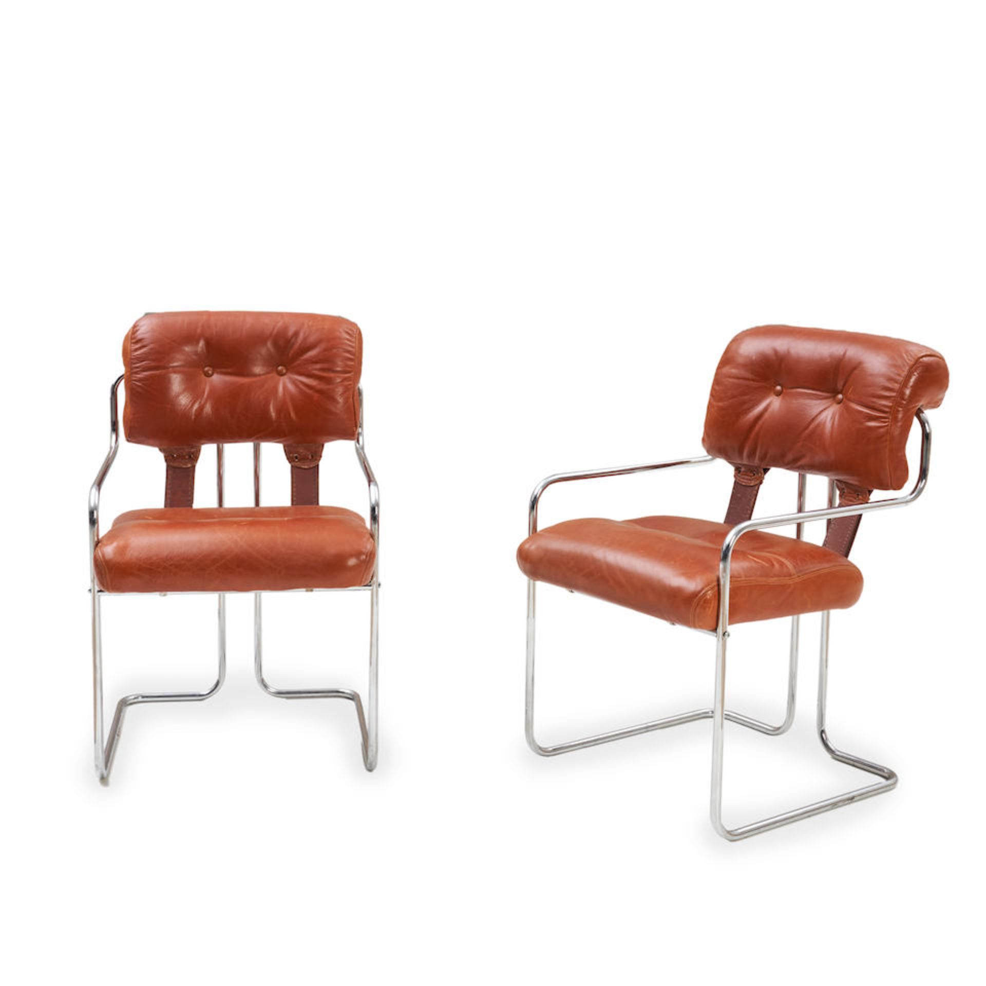 PAIR OF GUIDO FALESCHINI (1933-2016) FOR i4 MARIANI PACE 'TUCROMA' CHAIRS, Italy, c. 1975, leath...