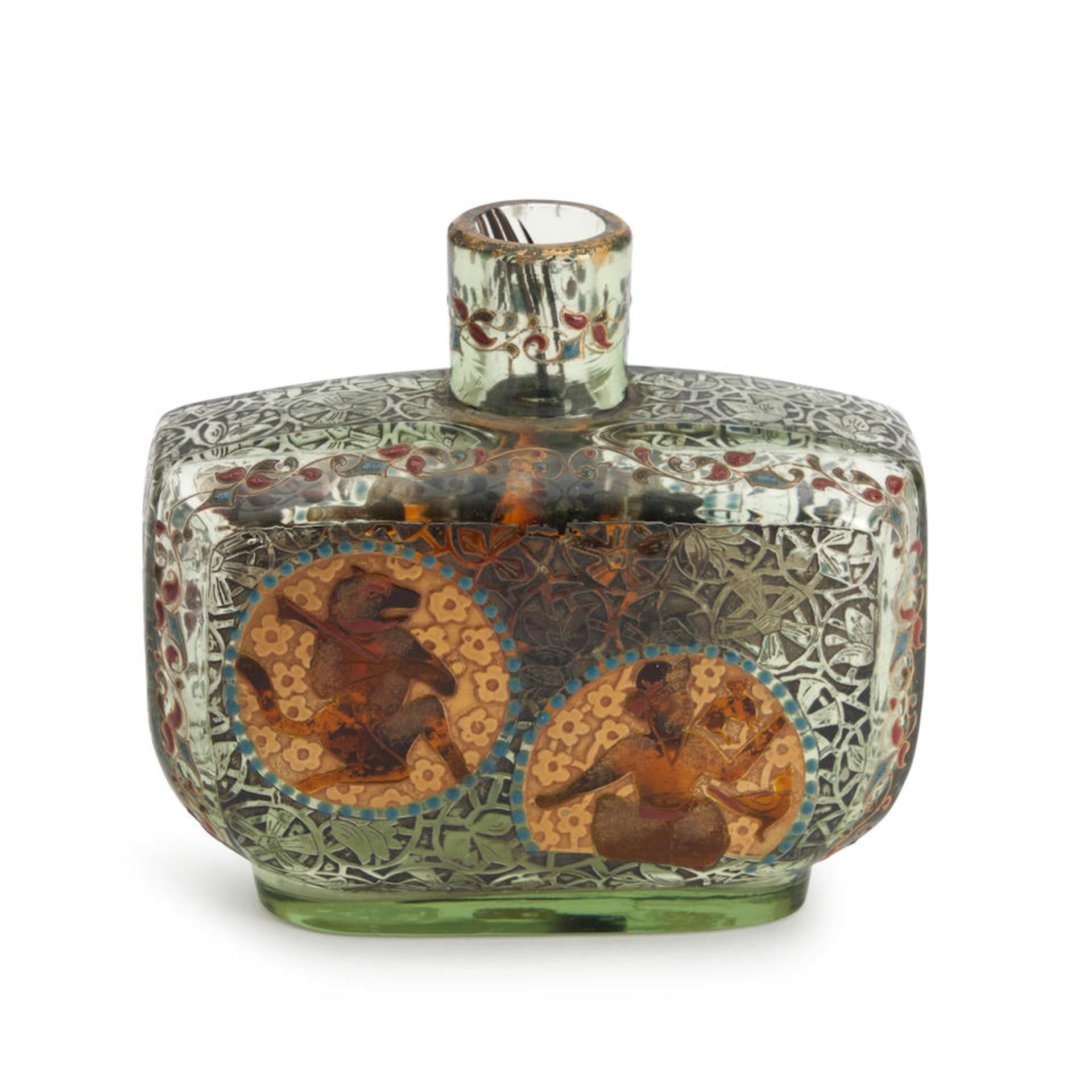 GALLE ENAMELED CAMEO GLASS PERFUME WITH PERSIAN MOTIFS, Nancy, France, c. 1900, sans stopper, i... - Image 4 of 4
