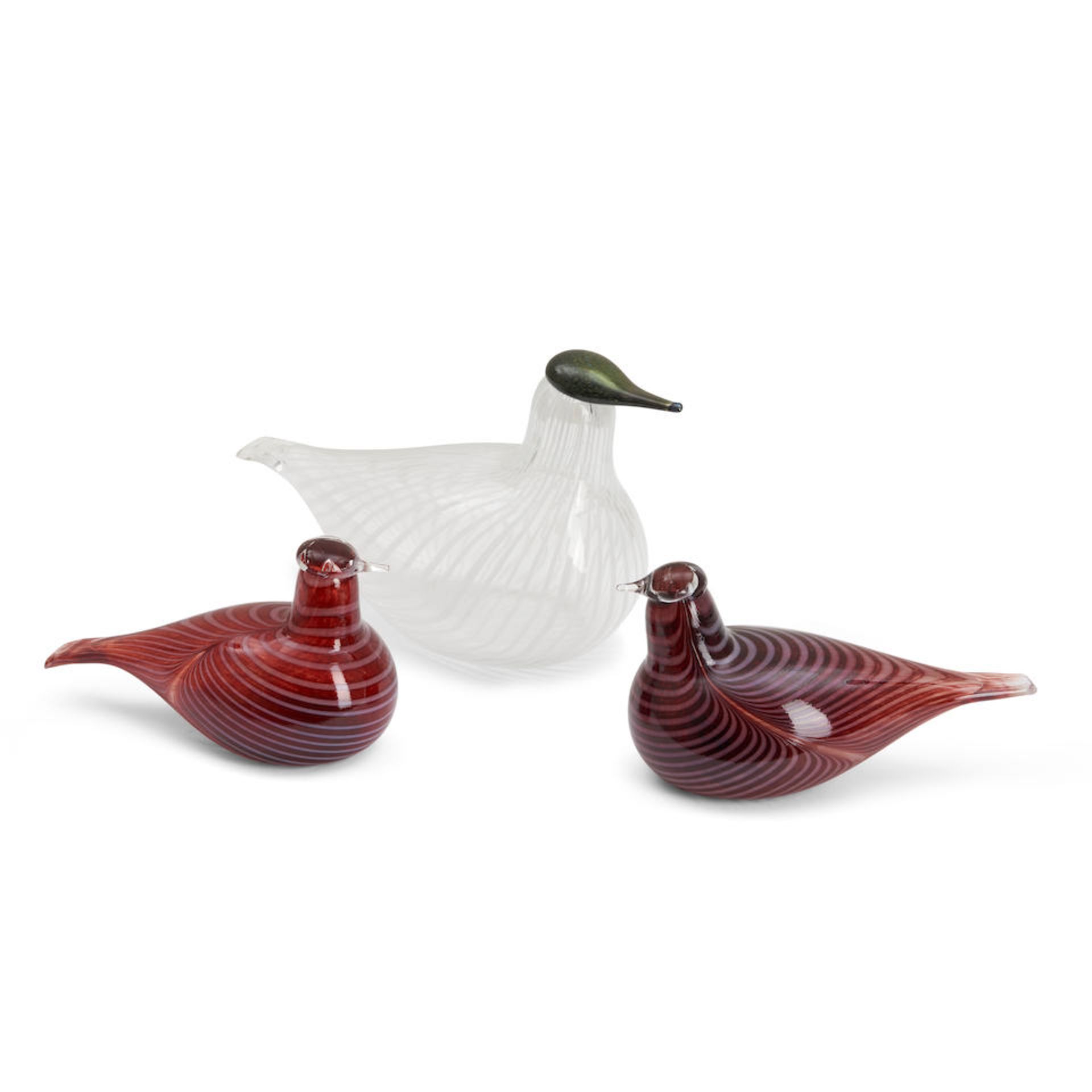 THREE OVIA TOIKKA FOR IITTALA COMMEMORATIVE GLASS BIRDS, Finland, late 20th/early 21st century, ...