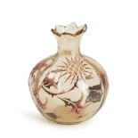 EMILE GALLE (1846-1904) ENAMELED AND GILT GLASS BUD VASE, Nancy, France, late 19th century, inci...