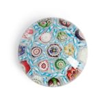 CLICHY BARBER POLE MILLEFIORI GLASS PAPERWEIGHT, France, ht. 1 3/4, dia. 2 3/4 in.