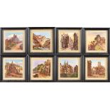 EIGHT WILLIAM WISE FOR MINTON TRANSFER-DECORATED TILES DEPICTING BRITISH AND EUROPEAN SCENES, En...