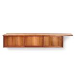 GEORGE NAKASHIMA TRIPLE DOOR HANGING WALL CASE, New Hope, Pennsylvania, c. 1970, walnut, oak, th...