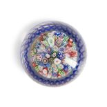BACCARAT CLOSE-PACKED MILLEFIORI MUSHROOM GLASS PAPERWEIGHT, France, ht. 1 1/2, dia. 2 1/2 in.